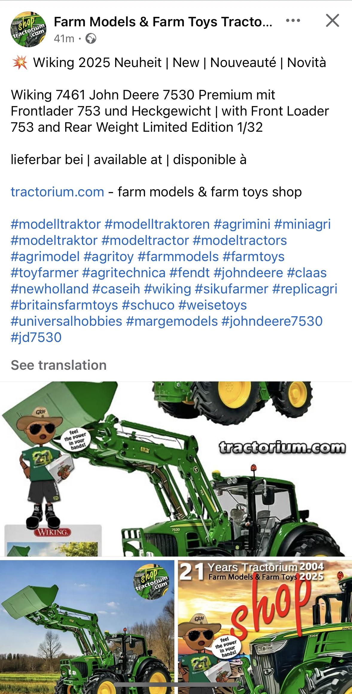 wiking1/32 JD6830 限定1000台 wiking1/32 JD6830 限定1000台 Limited Edition Wiking John